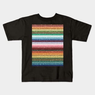 Rainbow Glitter Stripes Kids T-Shirt